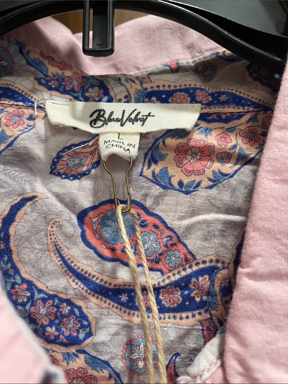 Blue Velvet Light Pink Paisley-Trim Long Sleeve Shirt Dress - Picture 2 of 5
